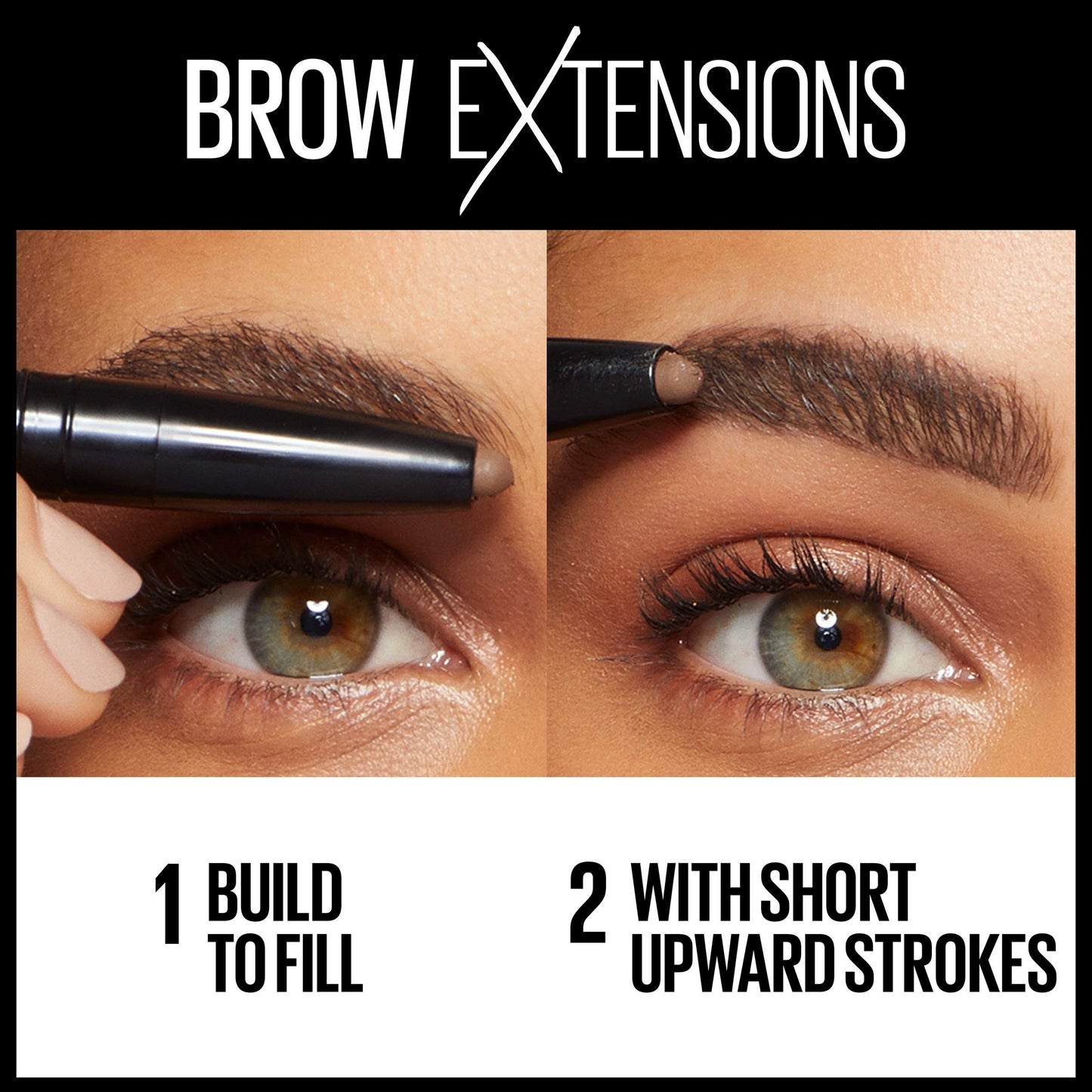 Maybelline Brow Extensions Fiber Pomade Crayon Eyebrow Makeup, Medium Brown, 1 Count