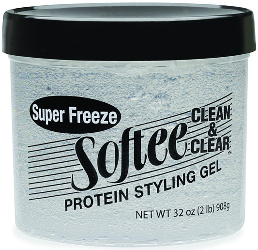 Softee Clean Clear Super Freeze Protein Styling Gel, 32 Oz