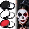 Spooktacular Creations 3PCS Halloween Makeup Face Body Paint Waterproof Foundation Cream Cake Tub, Halloween Party Cosplay Clown Sfx Costume Dress Up