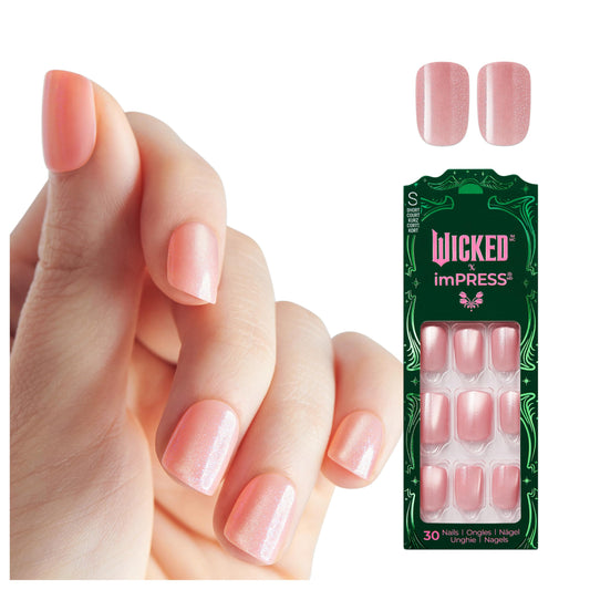 WICKED X imPRESS Press On Nails, New Improved Adhesive, Up To 10 Day Hold, ‘Glinda-fied’, Pink, Short Squoval, Includes 30 Fake Nails, 1 Prep Pad, 1 Beauty & Personal Care imPRESS