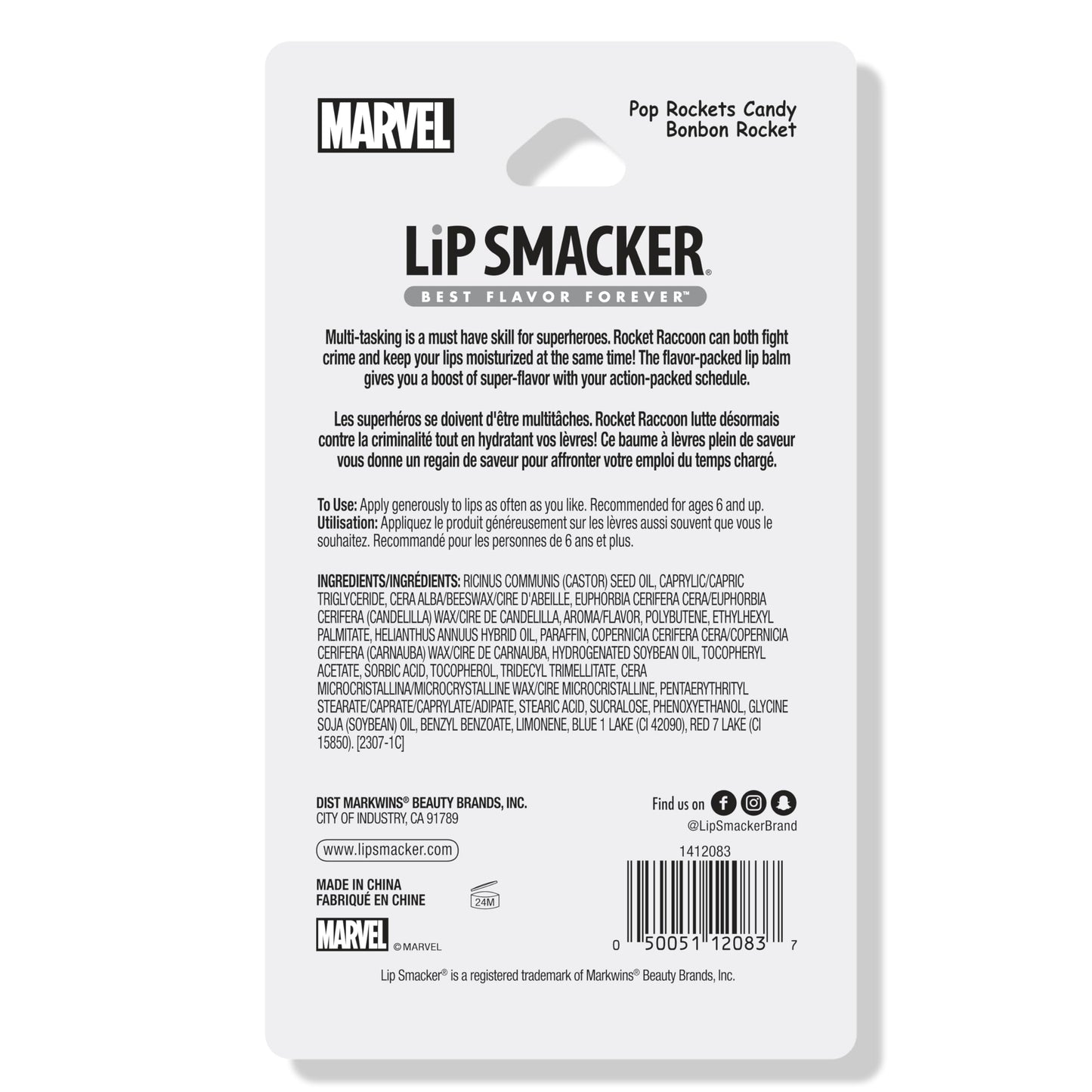 Lip Smacker Marvel Guardians of the Galaxy Lippy Pals, Clear & Glossy, Fun & Giftable, Cruelty Free - Pop Rockets Candy