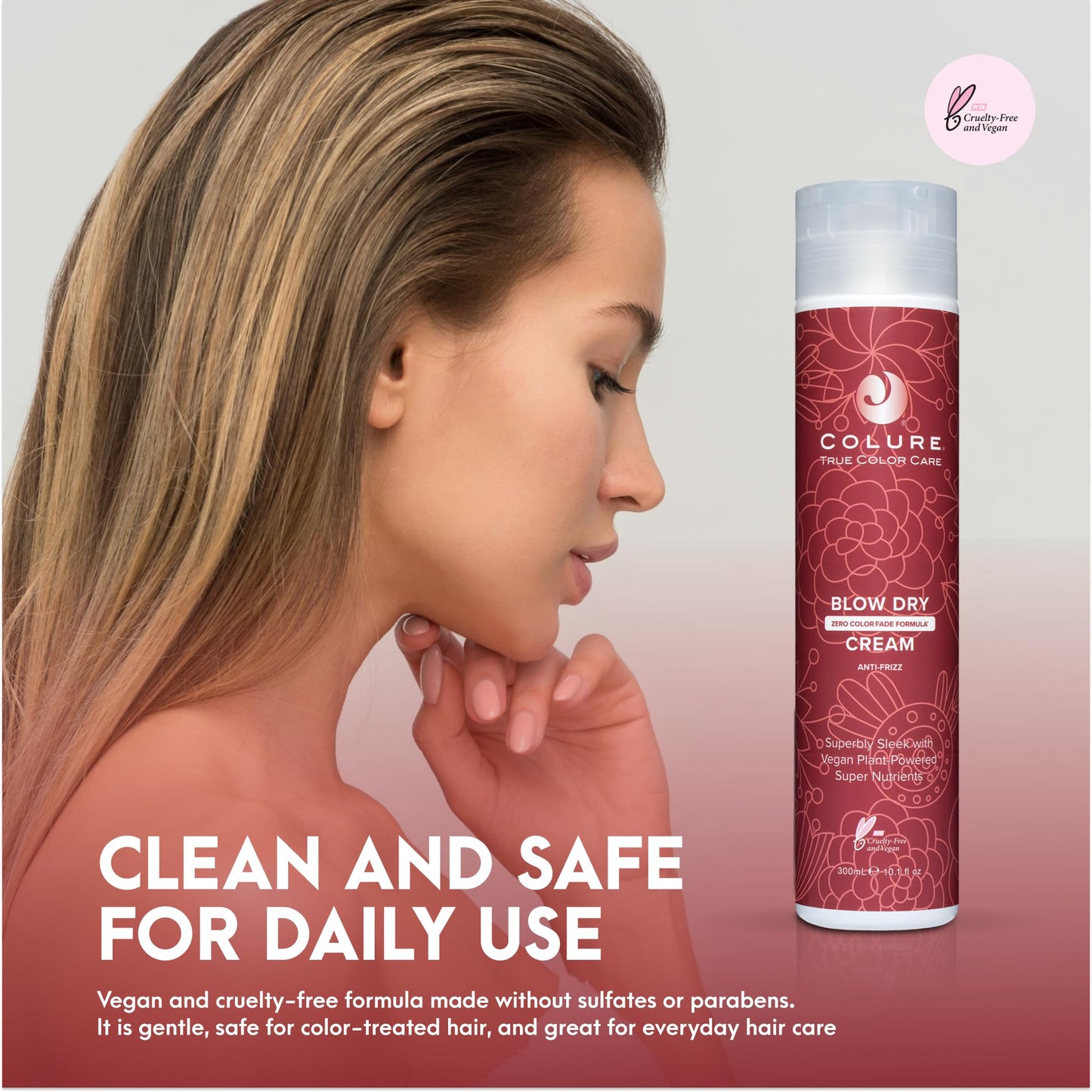 COLURE Blow Dry Cream, 10 Fl Oz - Anti Frizz Heat Protectant Styling Crème & Smoothing Formula for Color Treated Hair