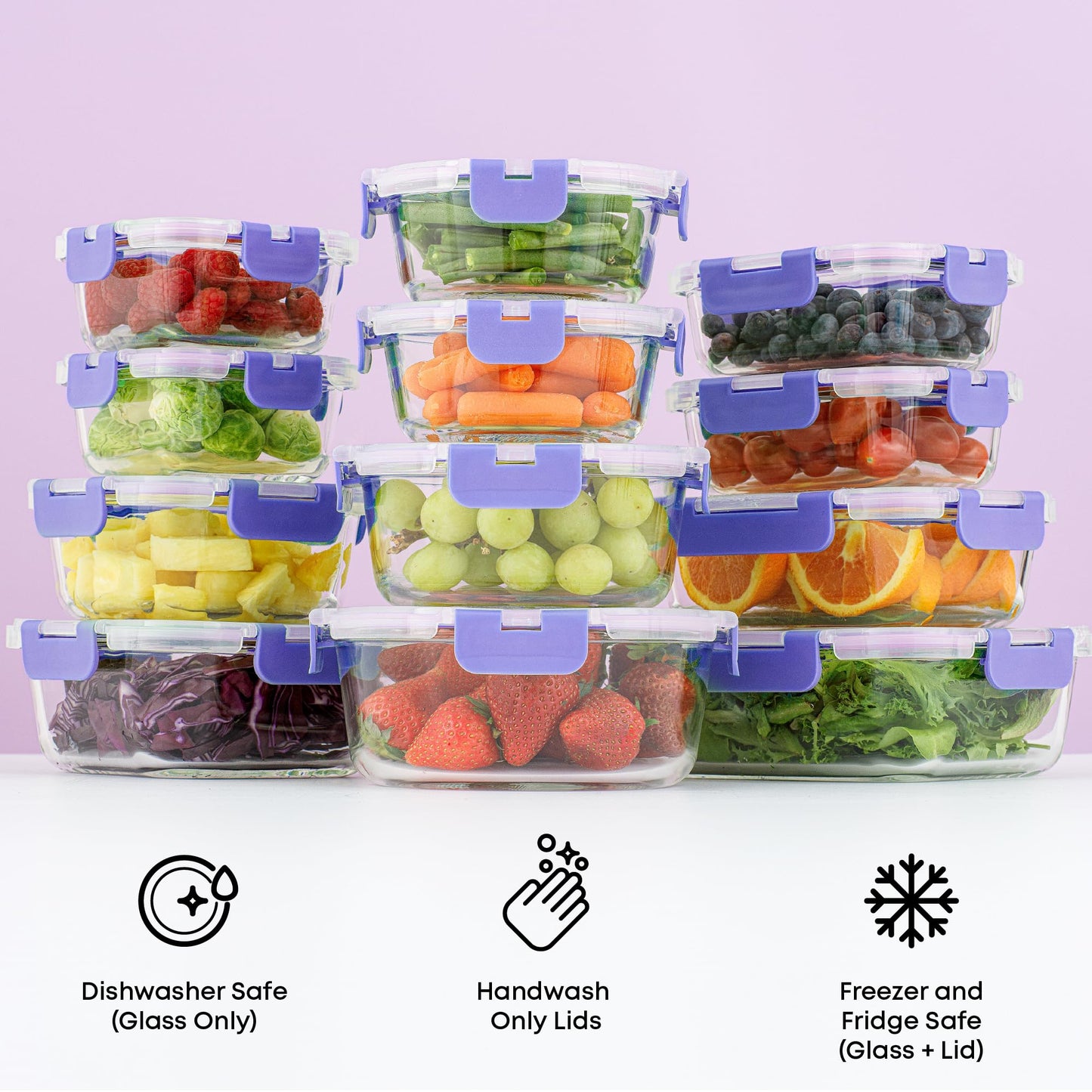 JoyJolt 24pc Borosilicate Glass Storage Containers with Lids | 12 Airtight/Freezer Safe Food Storage Containers for Pantry and Kitchen | Meal Prep…