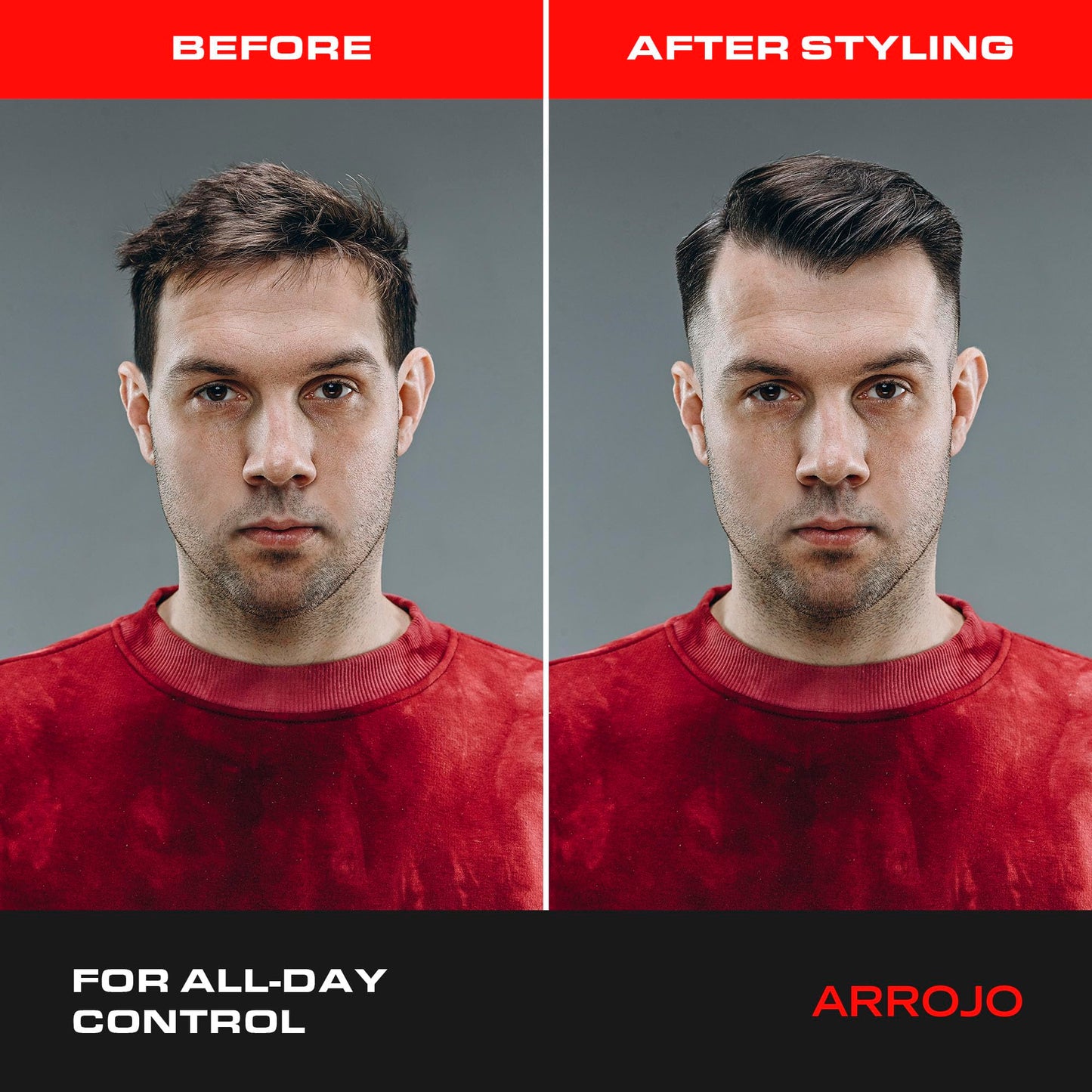 Arrojo Hair Gel for Short Hair, 5.1oz - No-Flake Styling Gel with Vitamin B5 - Strong Hold, Pliable Finish, Non-Sticky for Sleek & Modern Hairstyles