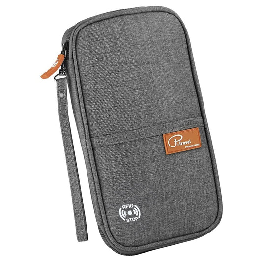 Travel Passport Wallet – Lightweight RFID Blocking Family Passport Holder & Waterproof Document Organizer Bag for Men & Women, Grey