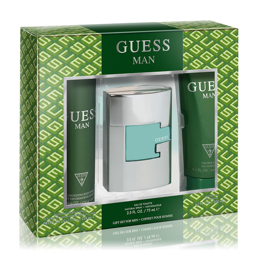 GUESS Man Eau de Toilette 3 Piece Gift Set - Cologne Spray 2.5 Fl. Oz., Deodorizing Body Spray 6.0 Oz., & Shower Gel 6.7 Fl. Oz. Beauty & Personal Care GUESS