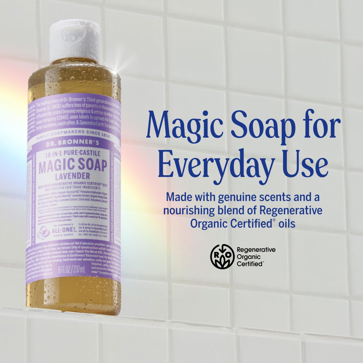 Dr. Bronner's Pure-Castile Liquid Soap, Made with Organic Oils, 18-in-1 Uses: Face, Body, Hair, Laundry, Pets and Dishes, Concentrated, Vegan