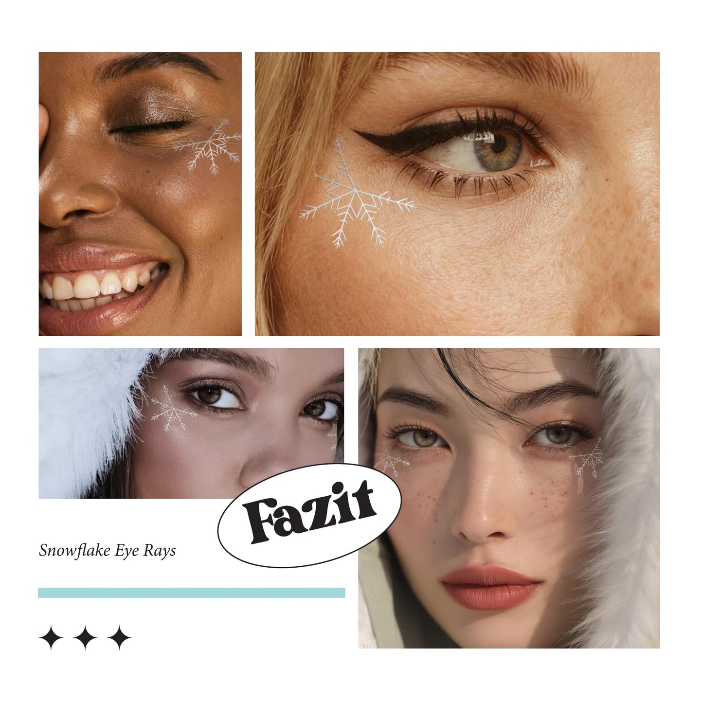 Fazit Makeup Patches - Snowflake Eye Rays - Glow Up Make-Up Patches - Cute Glitter Makeup Accessories for Women - Cosmetic Glitter for Face