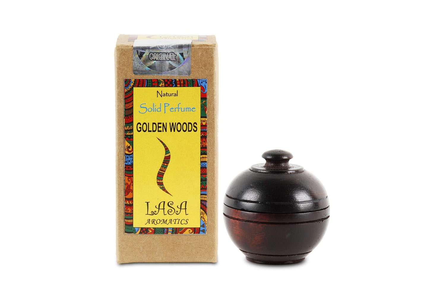 Lasa Aromatics Natural Solid Perfume Body Musk In Wooden Jar - 6 gm (Golden Wood) Beauty & Personal Care LASA AROMATICS