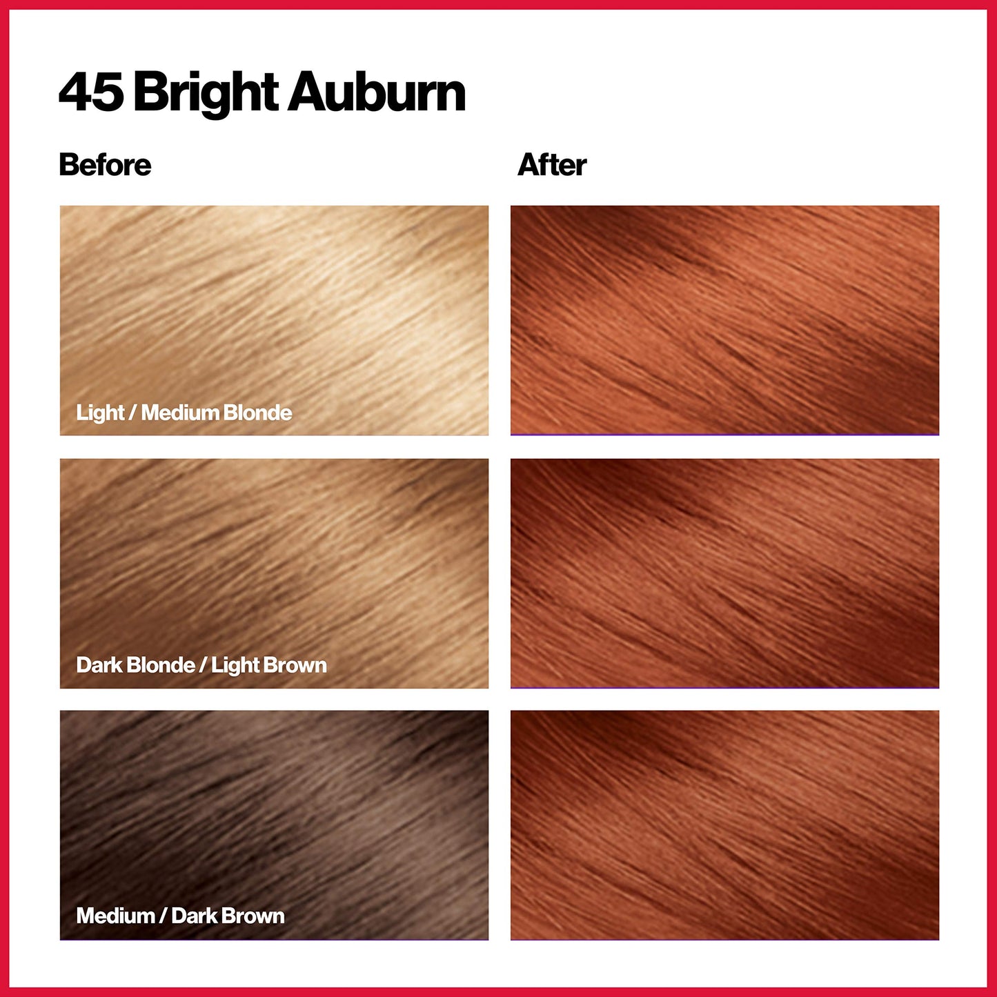 Revlon Permanent Hair Color, Permanent Hair Dye, Colorsilk with 100% Gray Coverage, Ammonia-Free, Keratin and Amino Acids, 45 Bright Auburn, 4.4 Oz