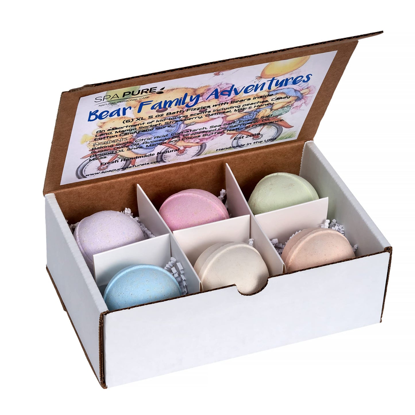 Bath Bomb Fizzies with Surprise: 6 Bear Family Toys Inside Bath Bombs, Huge Balls (5 oz) Safe, Great for Bubble Baths, Perfect for Little Girls…