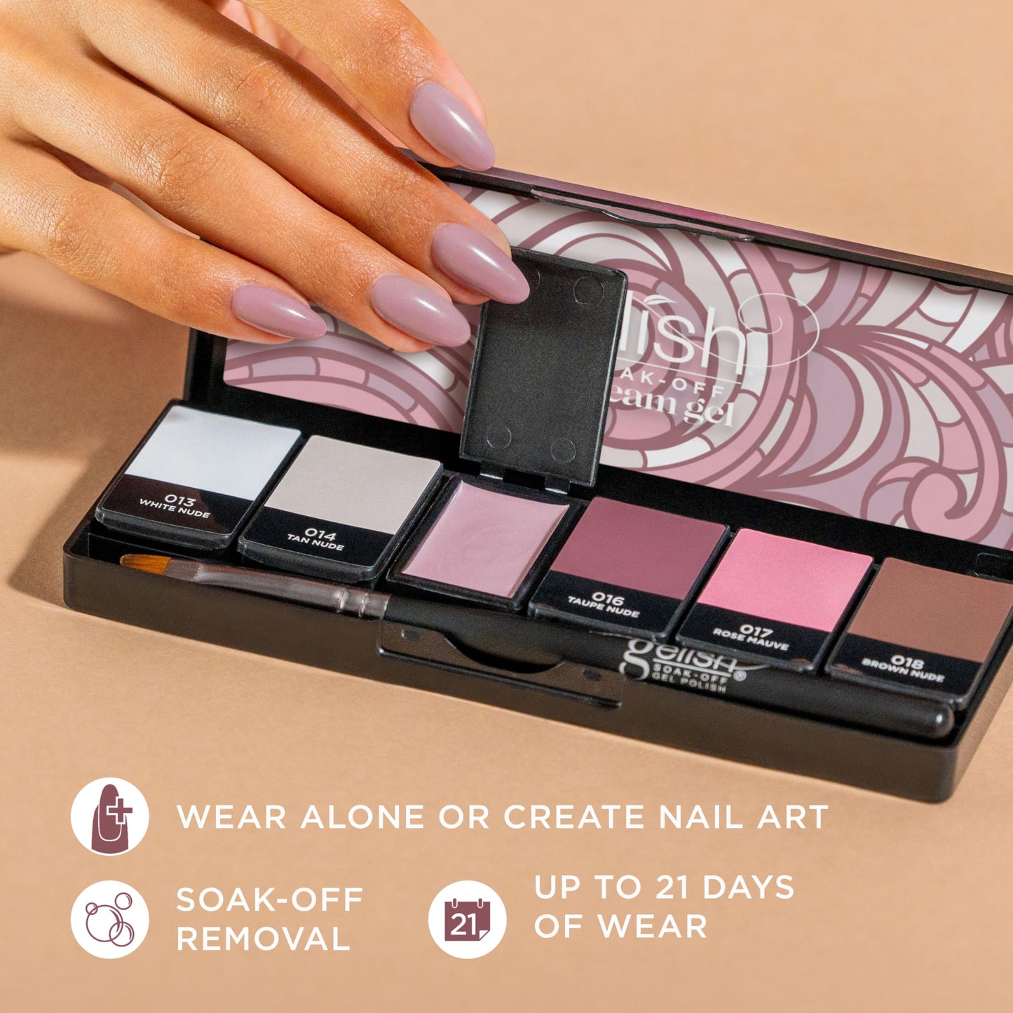 Gelish Cream Gel Soak-Off Solid Gel Polish with Brush - Act Natural Palette Beauty & Personal Care Gelish