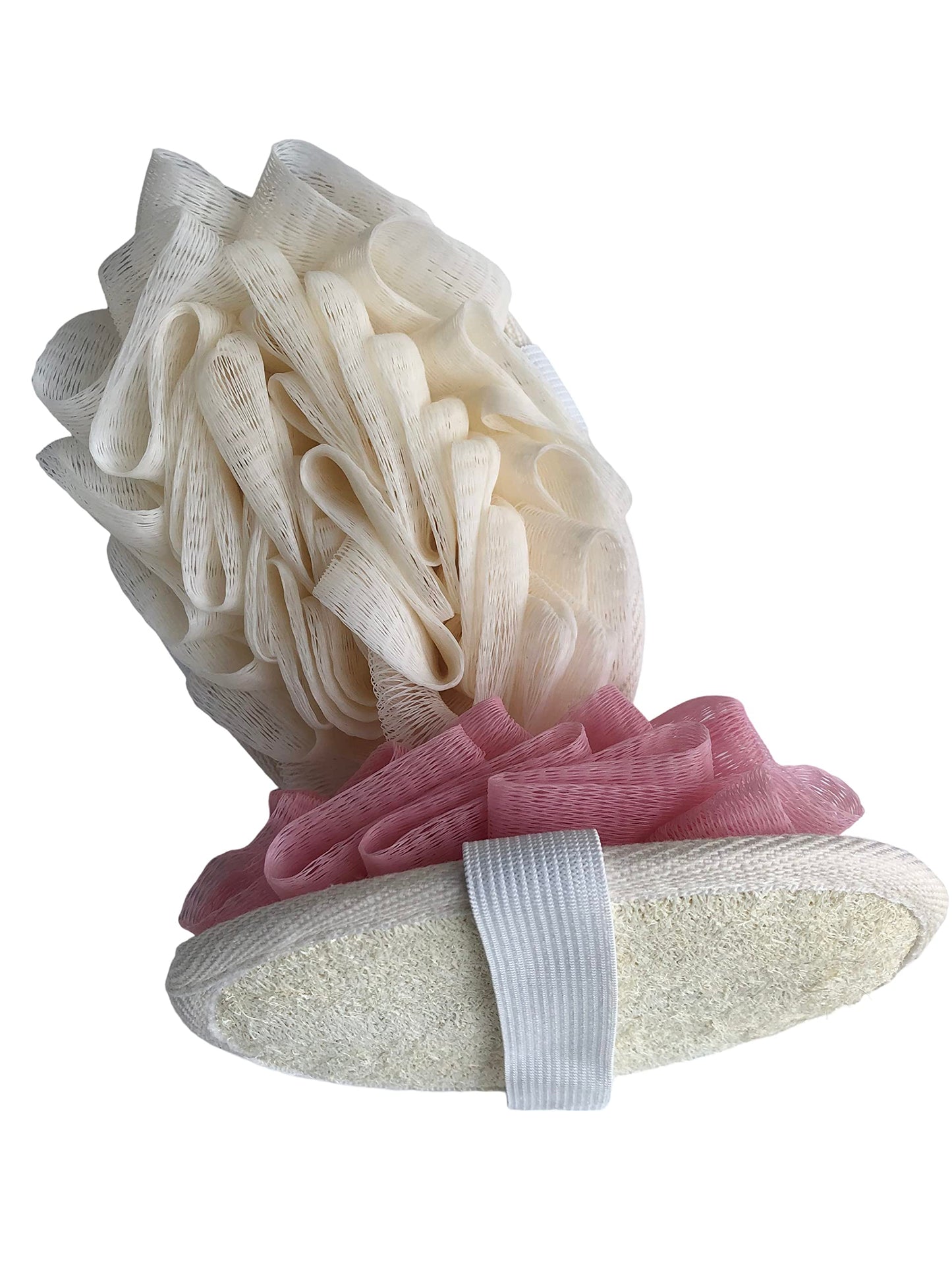 FOVOMA 2PCS Travel Body Natural Loofah Sponge,Mini Pink Loofah Travel Size, Eco Organic Loofah Sponge with Hand,Loofah Soft Sensitive Skin