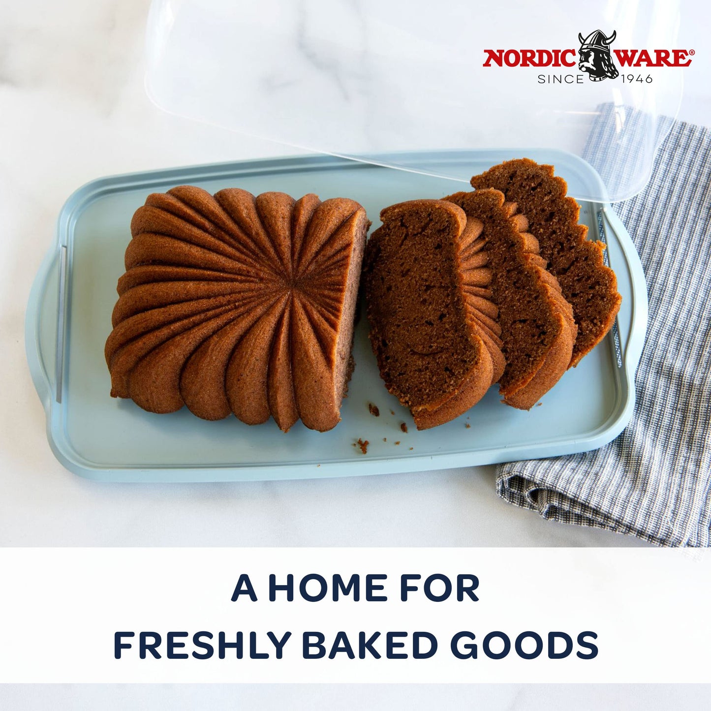 Nordic Ware Loaf Cake Keeper, Blue,12.8"L x 7.3"W x 4.6"H