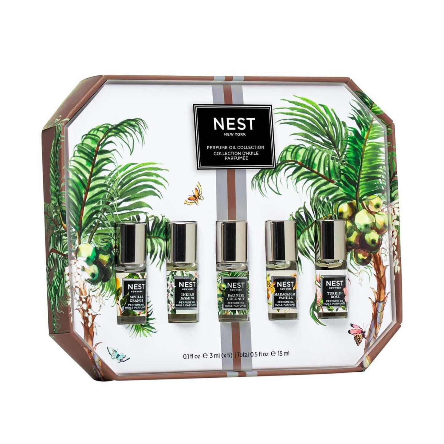 NEST New York Perfume Oil Discovery Set - Includes Balinese Coconut, Turkish Rose, Seville Orange, Indian Jasmine & Madagascar Vanilla - Vegan