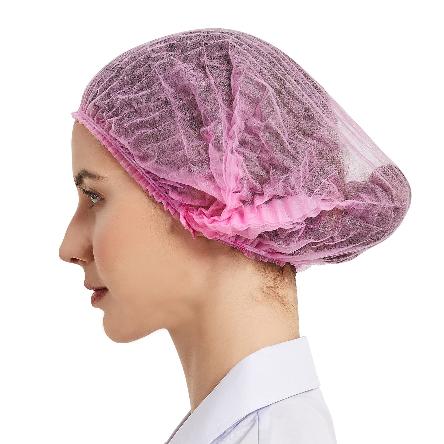 ProtectX 100-Pack Pink Disposable Hair Nets, Elastic Head Cover, Bouffant Caps, Sanitation Head Cover for Food Service, Spa Men & Women - 21 inch Beauty and Personal Care ProtectX