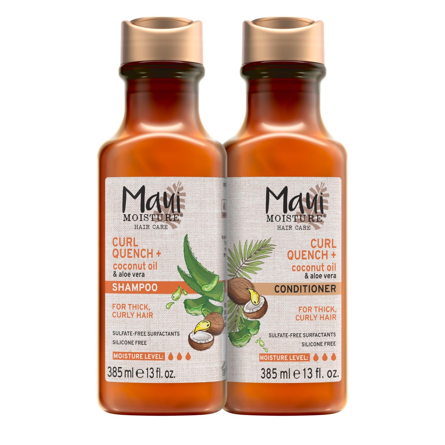 Maui Moisture Curl Quench + Coconut Oil Shampoo + Conditioner to Hydrate and Detangle Tight Curly Hair, Softening Shampoo, Vegan, Silicone