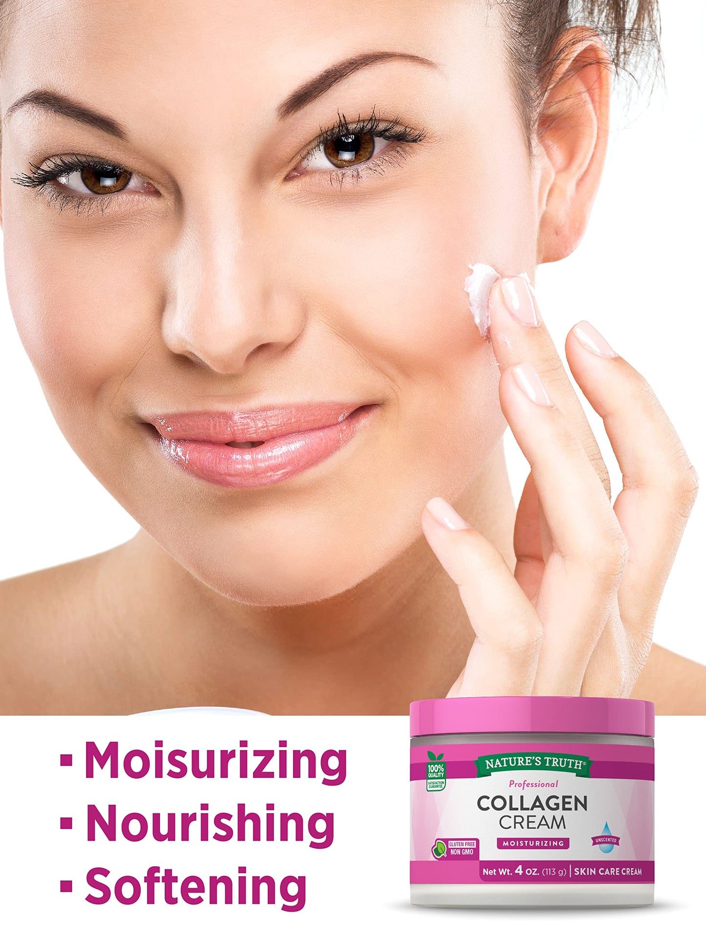 Nature's Truth Nourishing Collagen Cream | 4 oz | Professional Strength | Paraben & SLS Free, Gluten Free | For Face and Body