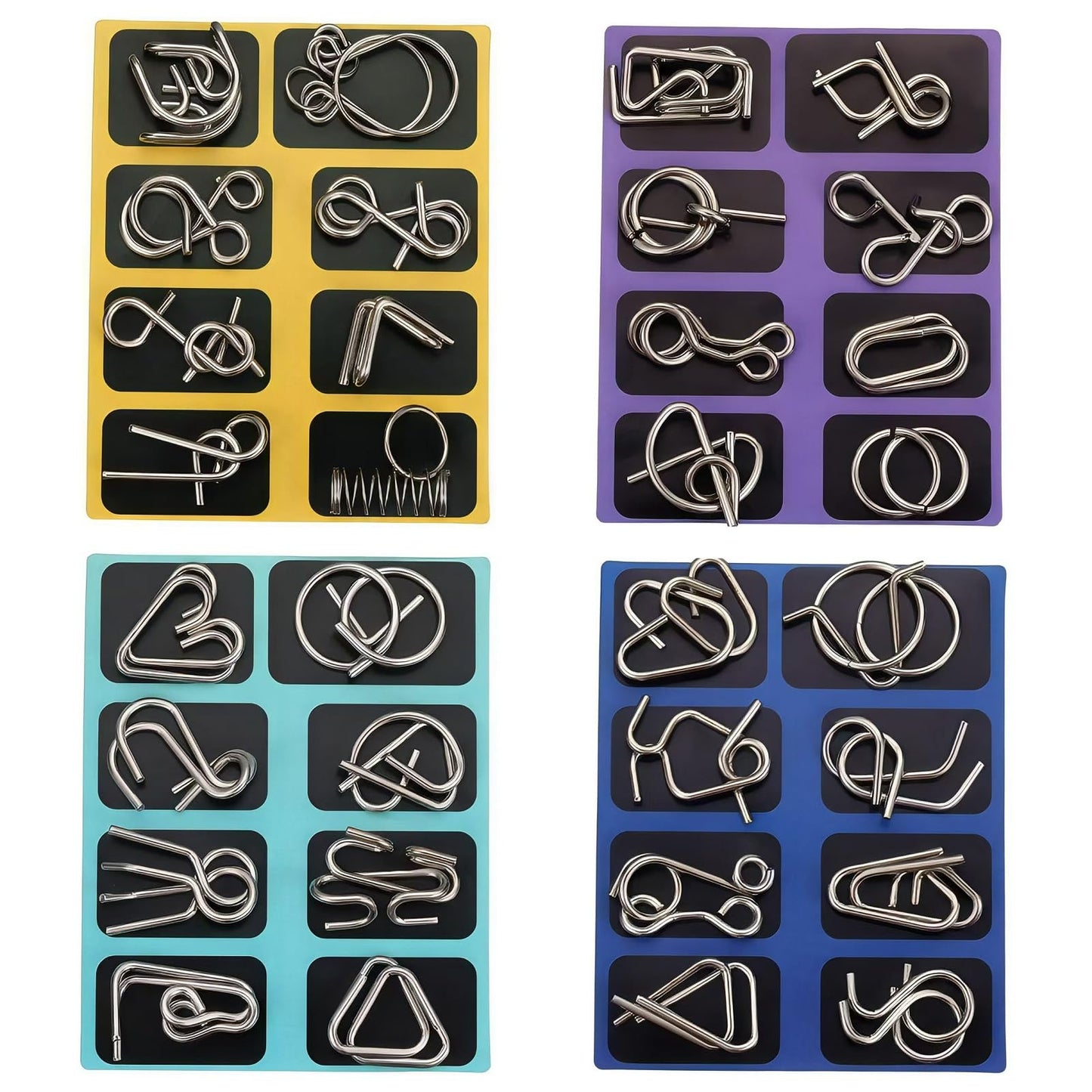 Metal Brain Teaser Puzzle Set – 32 Steel IQ Games with Pouch, Mind & Physics Puzzles for Adults, Kids & Teens, Challenge & Gift Idea