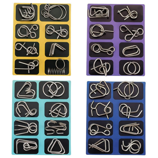 Metal Brain Teaser Puzzle Set – 32 Steel IQ Games with Pouch, Mind & Physics Puzzles for Adults, Kids & Teens, Challenge & Gift Idea