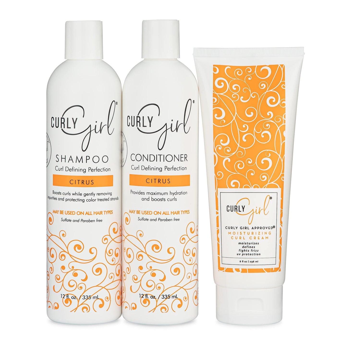 NEW Curly Girl Curly Hair Shampoo, Conditioner and Moisturizing Bundle - Curl Method Approved Set for Defined, Frizz-Free Curls