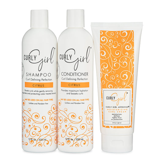NEW Curly Girl Curly Hair Shampoo, Conditioner and Moisturizing Bundle - Curl Method Approved Set for Defined, Frizz-Free Curls