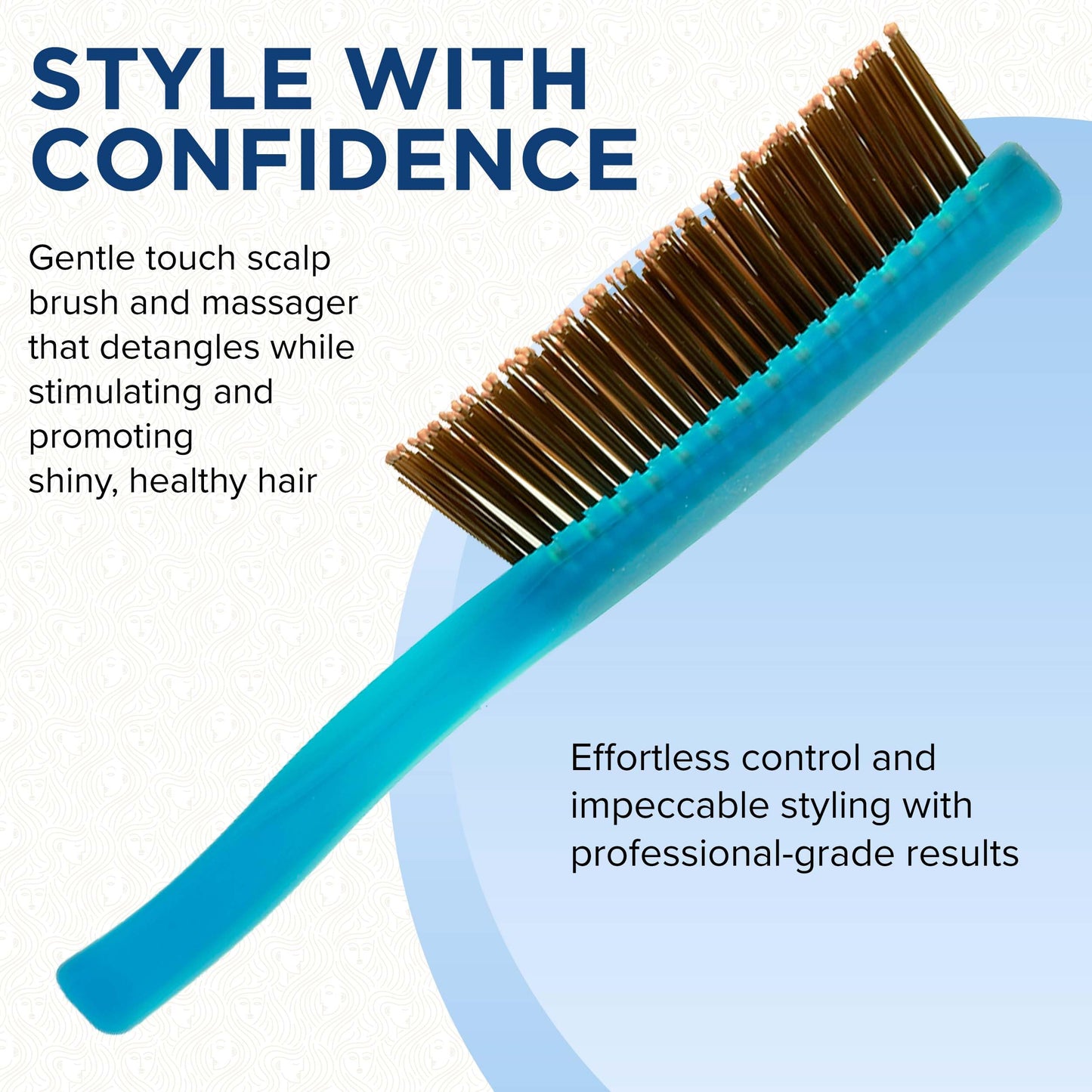 Giorgio GION2B Neon Blue 6.25 inch Gentle Touch Detangler Hair Brush for Men Women and Kids. Soft Bristles for Sensitive Scalp. Wet & Dry for all Hair