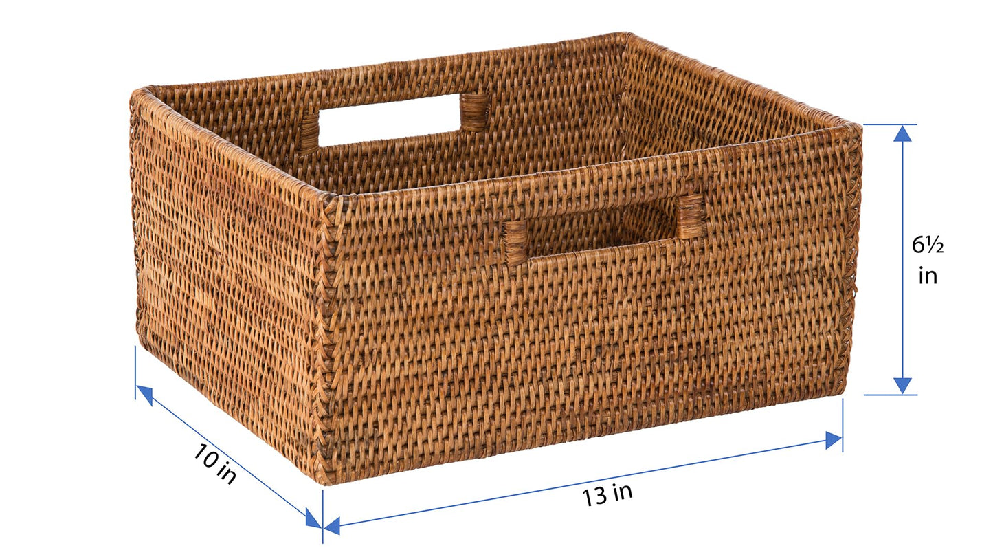 KOUBOO La Jolla Rattan Shelf Handles, Medium, Honey-Brown Storage Basket,