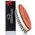ZilberHaar - Pocket Mustache and Beard Brush - Soft Boar Bristles and Pearwood - Perfect Grooming Tool for Men - Relieves Itch, Works with all Beard