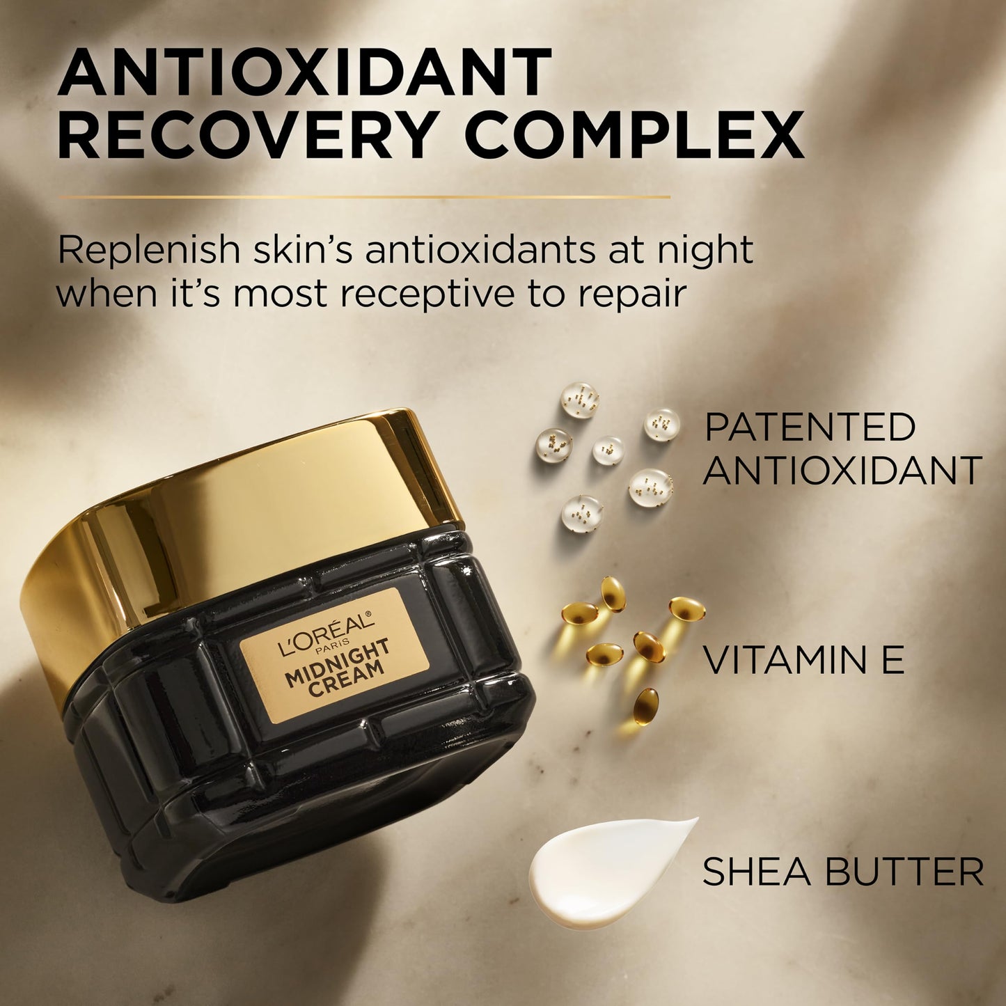 L'Oreal Paris Age Perfect Anti-Aging Midnight Cream, Face Moisturizer with Shea Butter to Reduce Wrinkles and Firm Skin, 1.7oz + Serum Sample Beauty and Personal Care L'Oreal Paris
