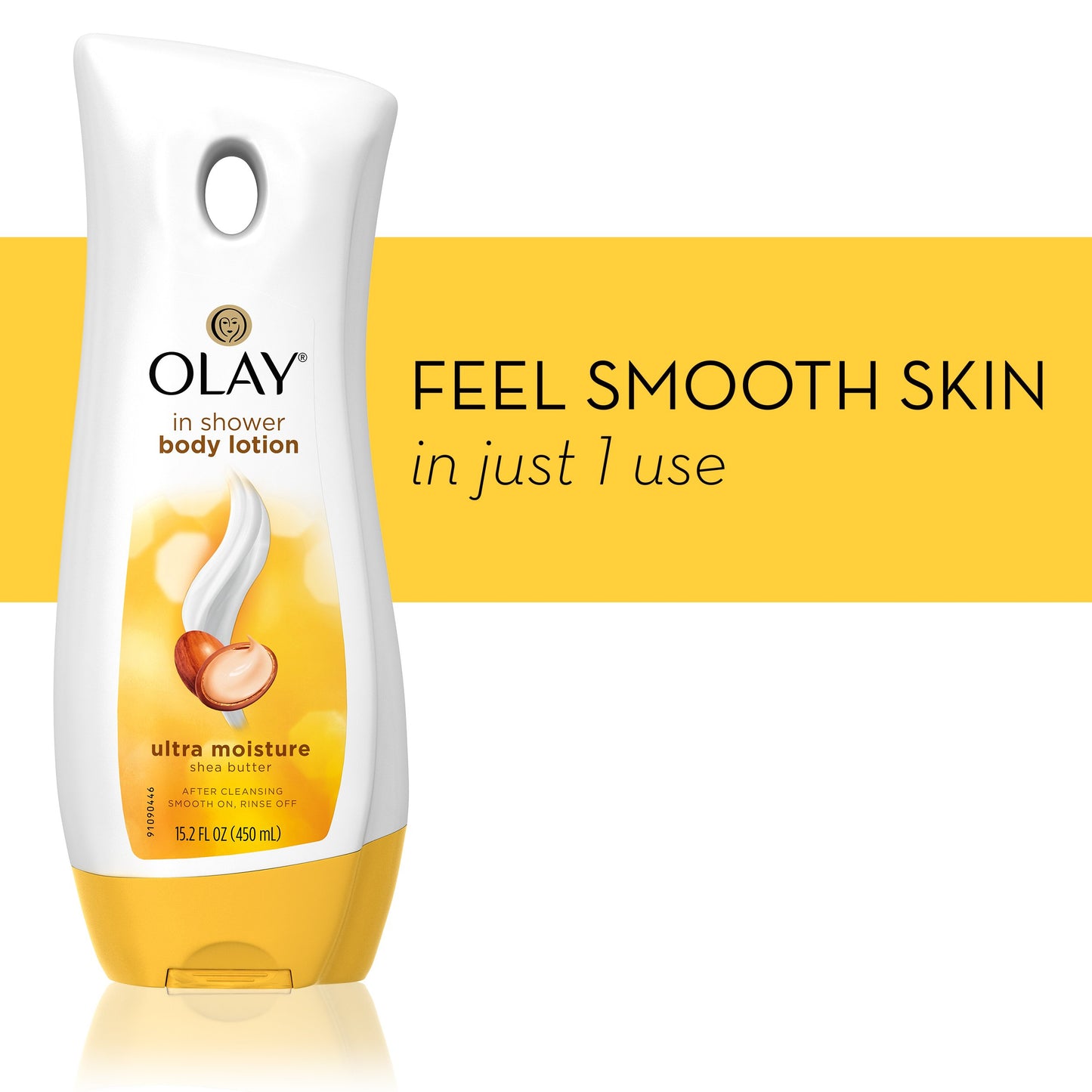 Olay Ultra Moisture Shea Butter In-Shower Body Lotion, Improves Dry Skin Hydration in 5 Days, 15.2 Fl Oz (Pack of 4)