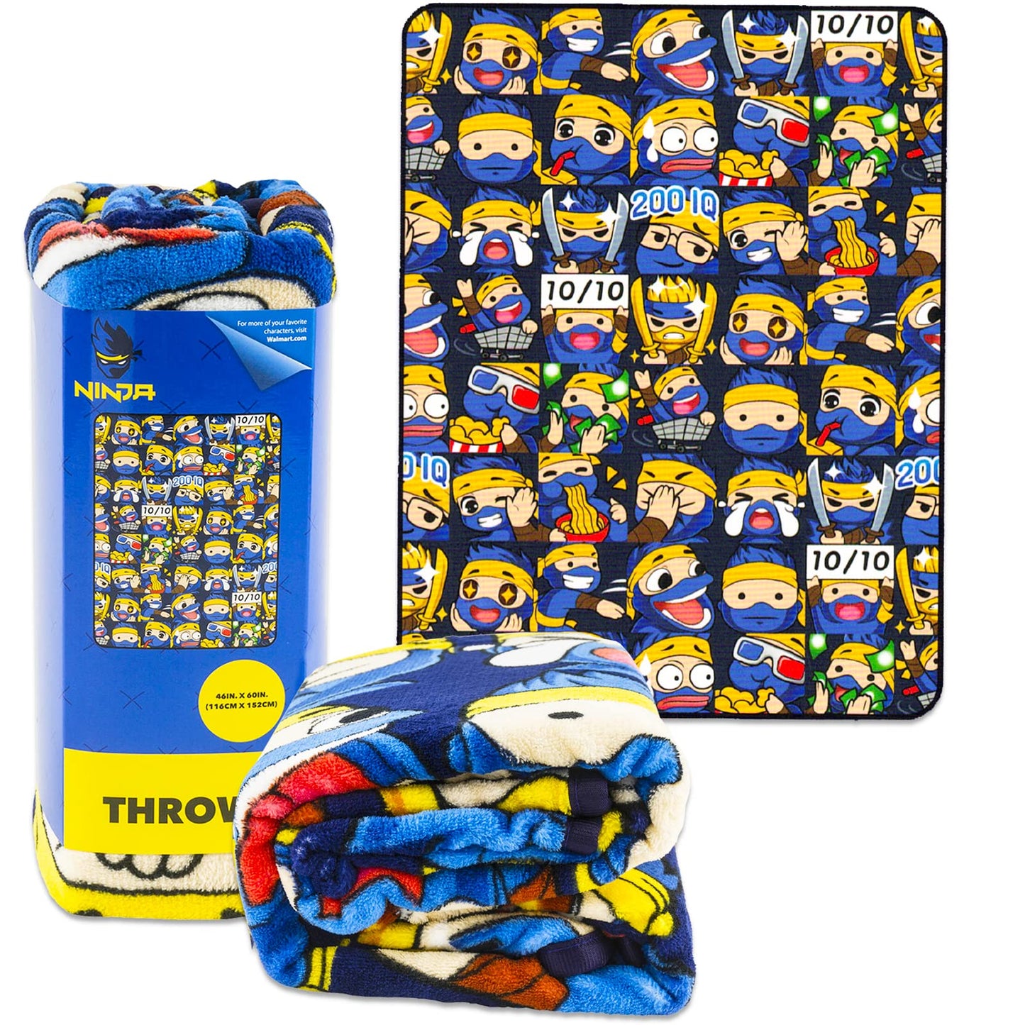 Ninja Blanket for Boys Set - Bundle with Ninja Blanket for Kids, Ninja Stickers, Blind Bag, More | 46” x 60” Ninja Throw BlanketL8