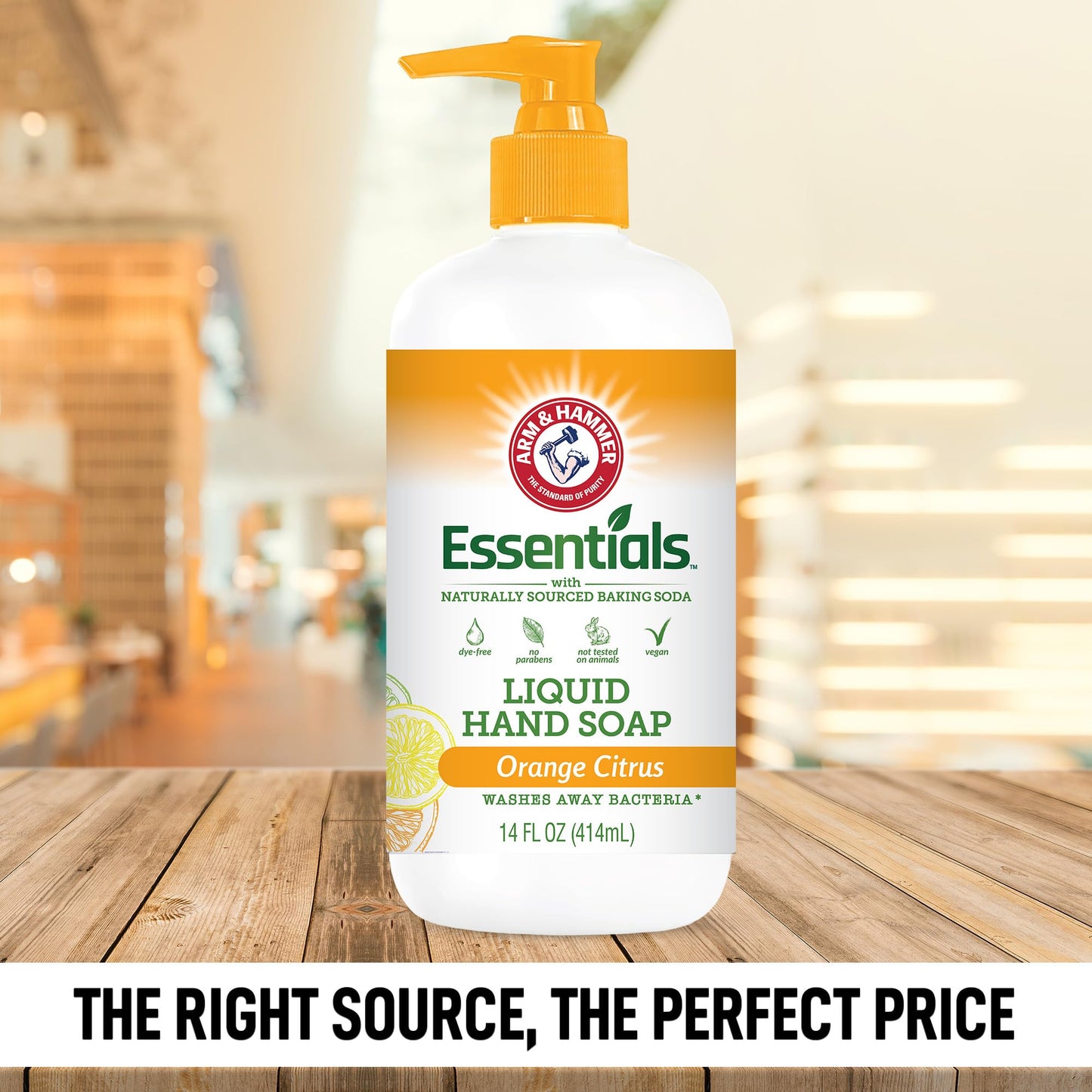 Arm & Hammer Liquid Hand Soap for Skin Cleaning - Cleanser for Kitchen & Bathroom with Orange Citrus Scent - Natural Hand Soap Cleanses, Softens 14 FL