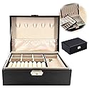 Rovepic 2 Layers Jewelry Box Organizer Valentines Day Gift Container Removable with Lock Necklace Holders Display Tray Storage Case Earring Rings…