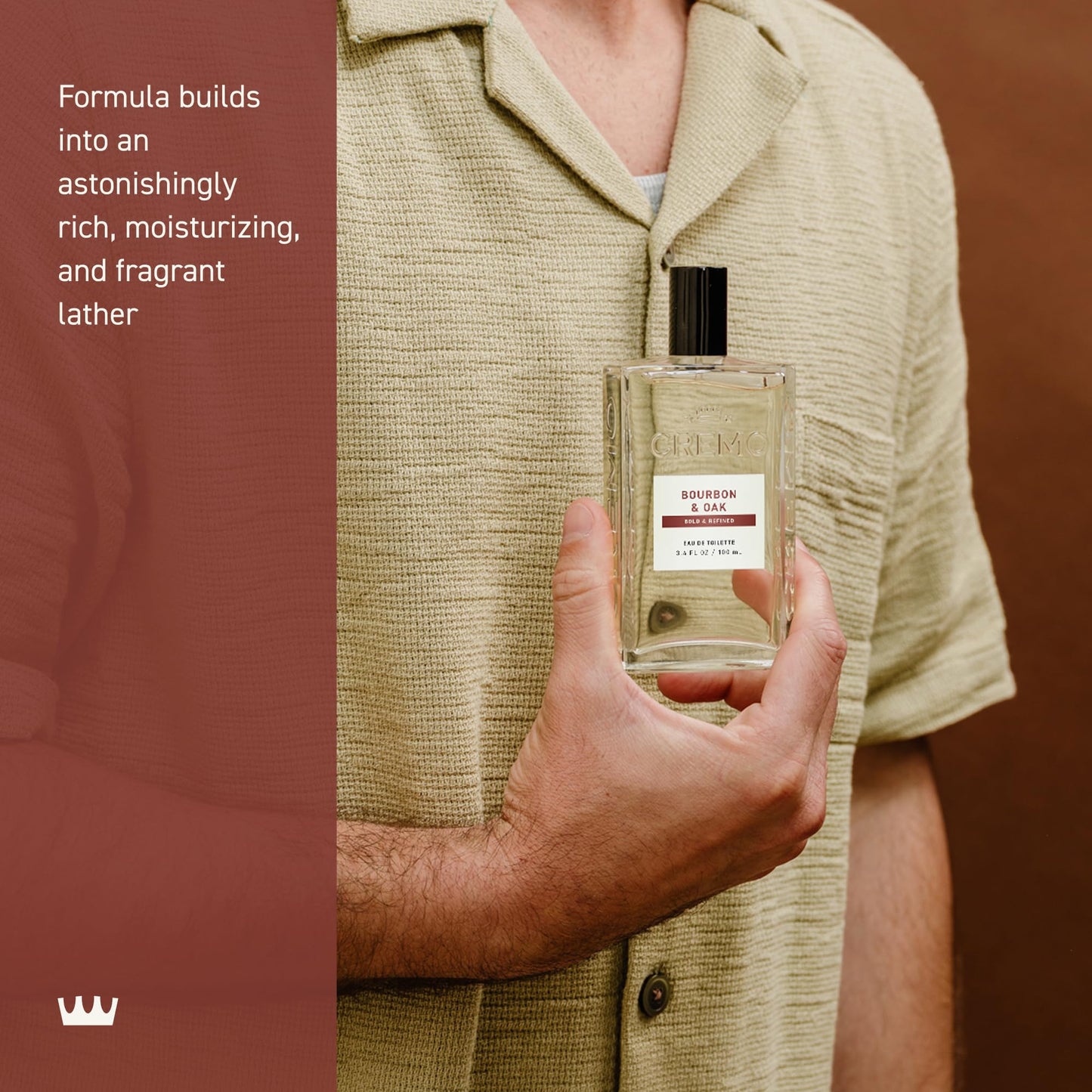 Cremo Cologne For Men - Bourbon & Oak Mens Cologne Spray, A Sophisticated Blend of Distiller’s Spice, Fine Bourbon and White Oak, Multi-Layered