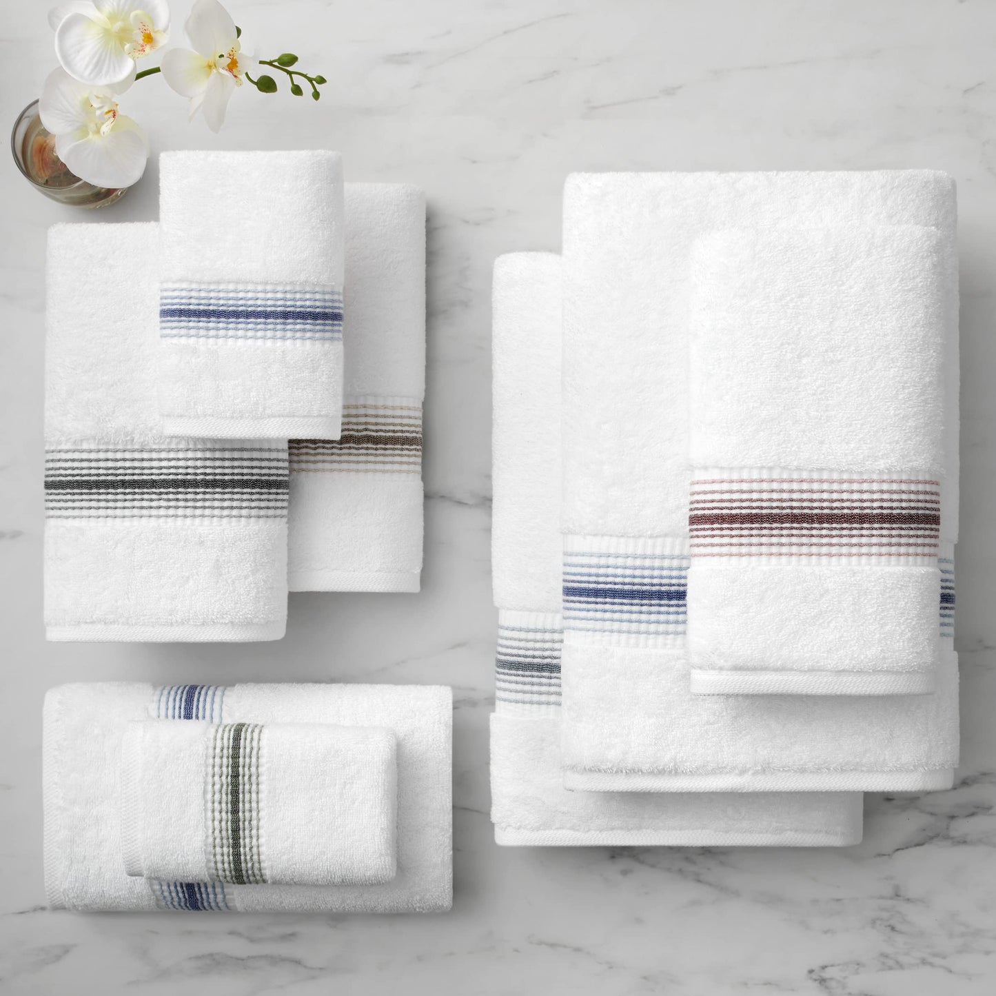 Aston & Arden Aegean Ombre Hand Towels - Pack of 4 - Oversized Ultra Soft Thick & Absorbent, 100% Ringspun Turkish Cotton Bathroom Towel for Spa…