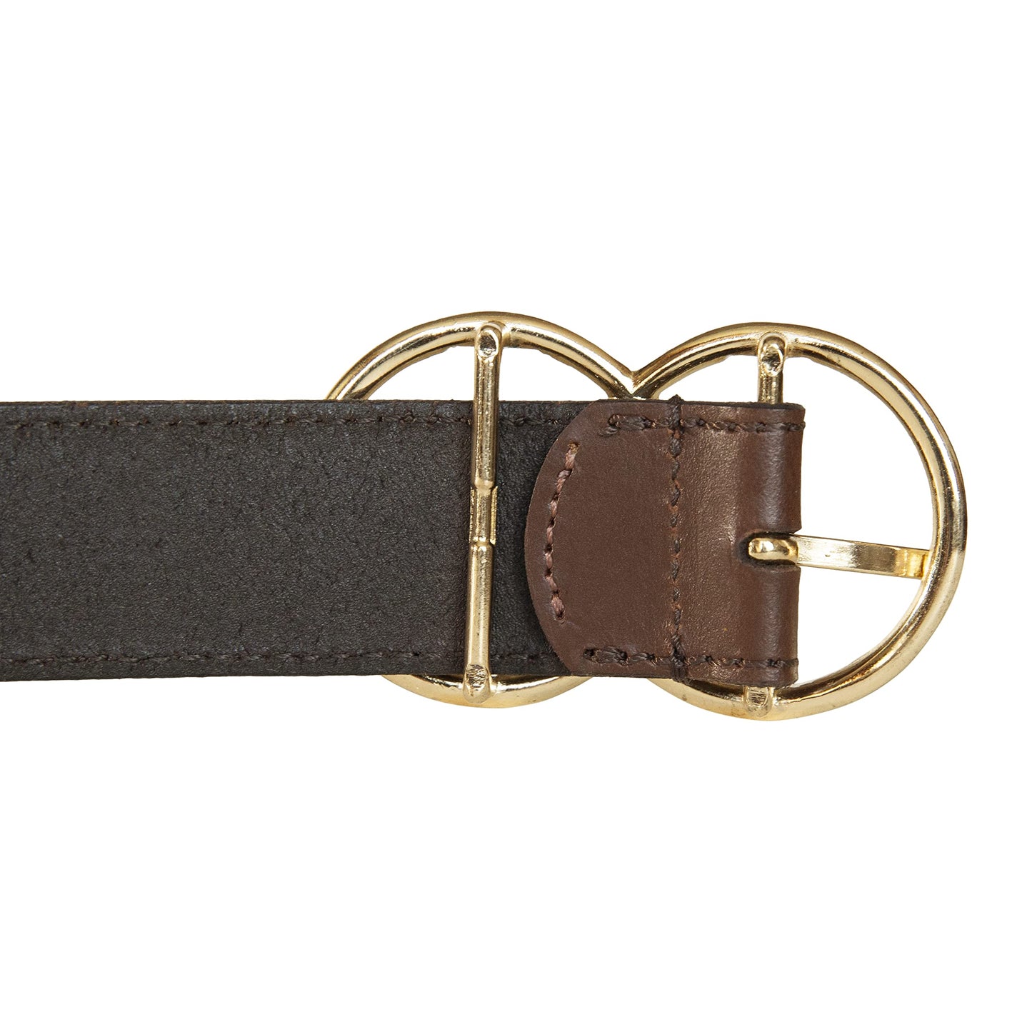 Lucky Brand Women Bold Fashion Statement Belts, Leather Double Ring-Brown, L (31-33"), Large