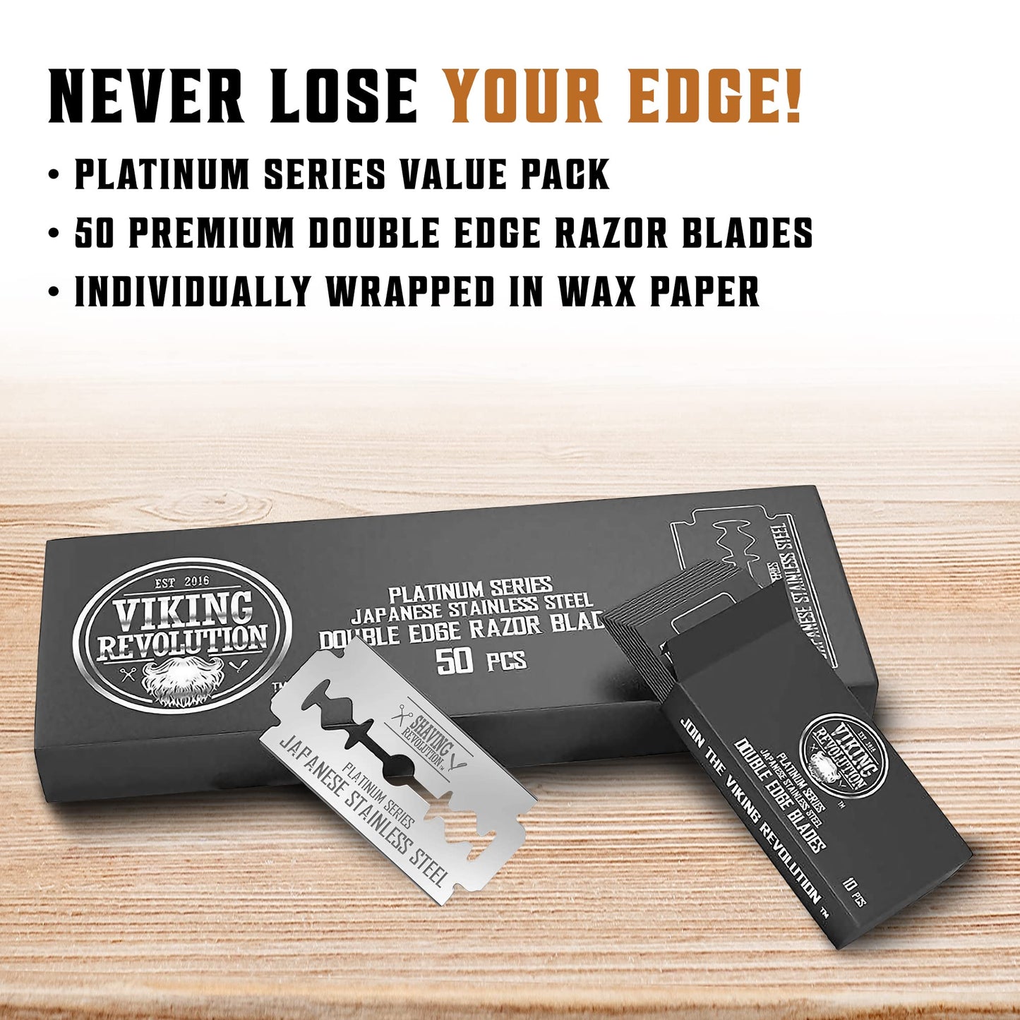 SHAVING REVOLUTION Double Edge Razor Blades - Men's Safety for Shaving Platinum Japanese Stainless Steel a Smooth, Precise and Clean Shave - 50 Count Beauty and Personal Care SHAVING REVOLUTION