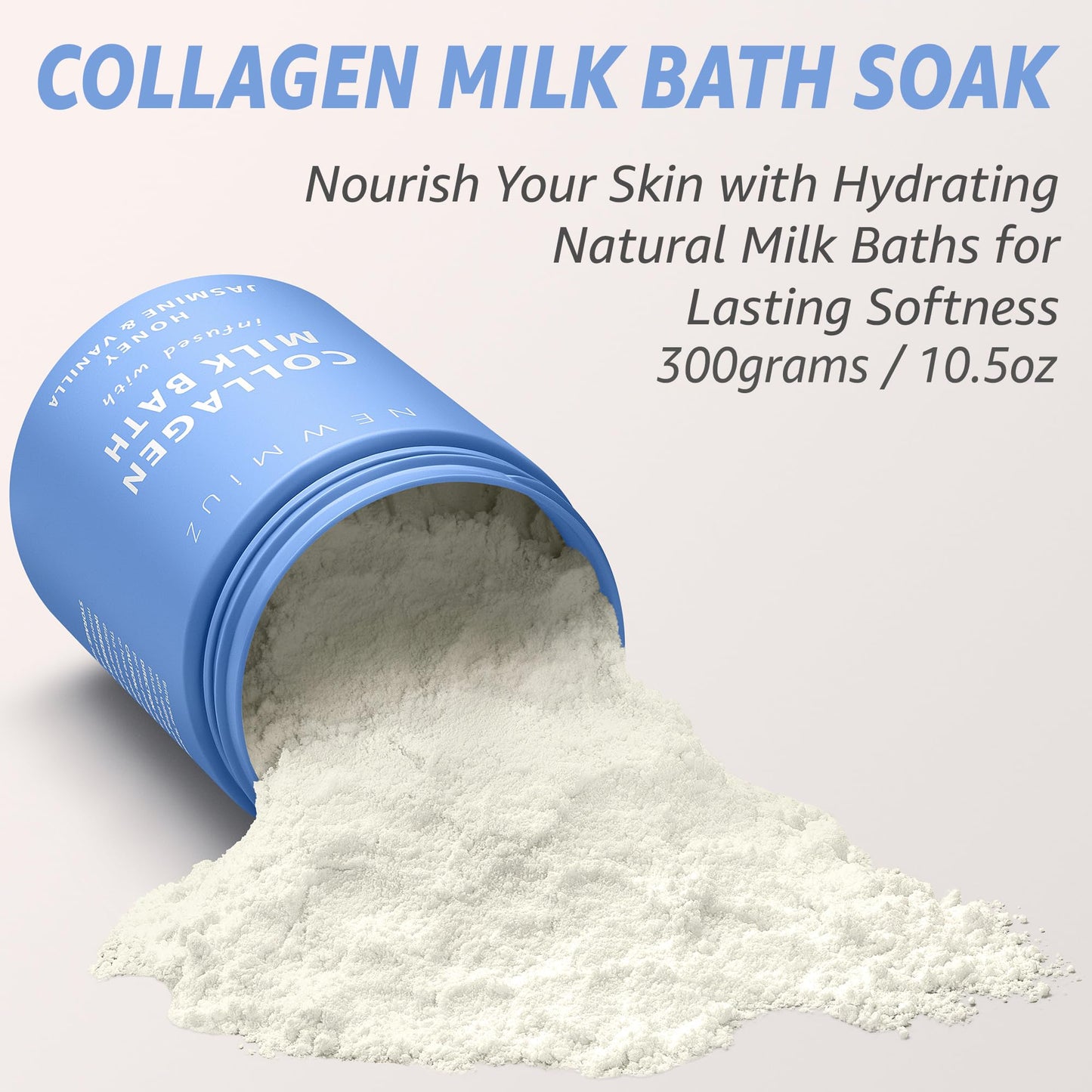 Creamy Coconut Collagen Milk Bath Soak Powder Moisturize & Soften Skin - Vanilla Jasmine Luxury Spa Bubble Bath Salt Mother's Birthday Christmas