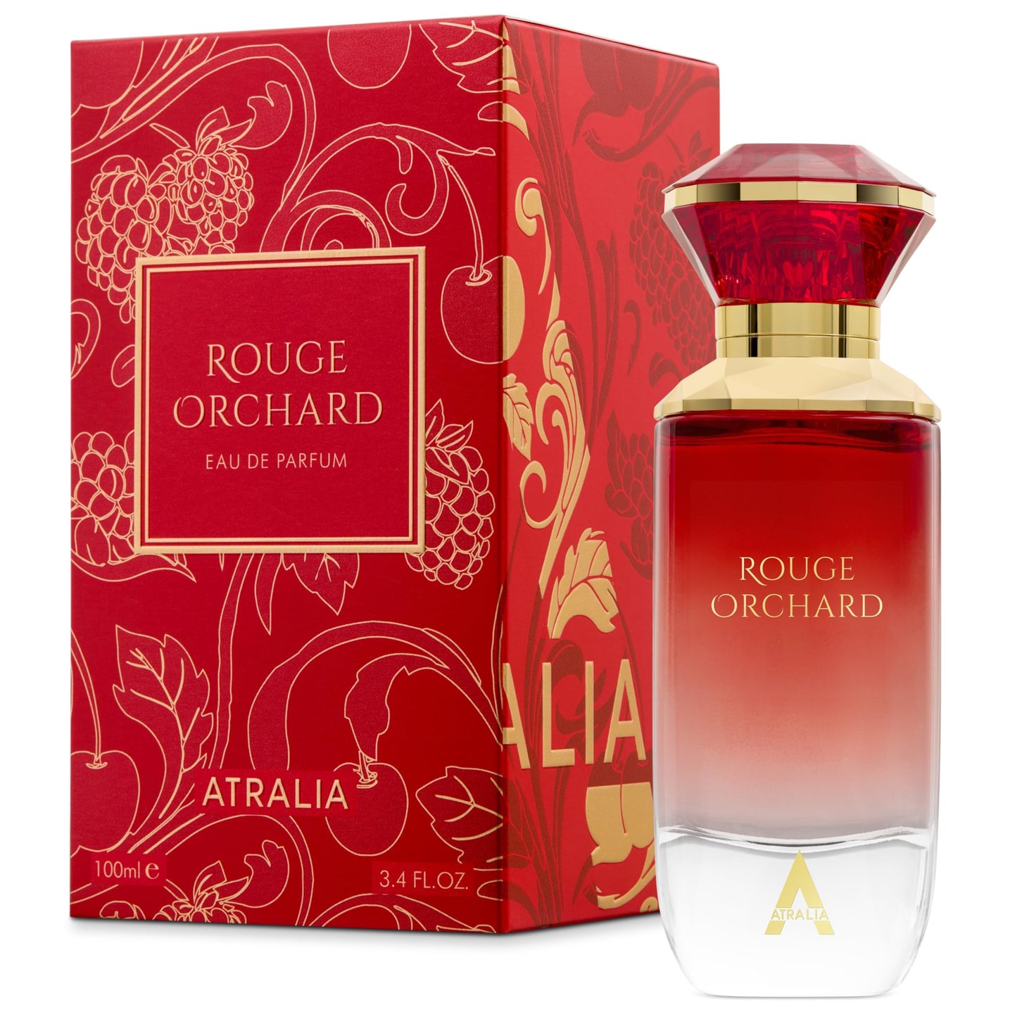 Atralia Rouge Orchard Eau de Parfum 100ml - Fruity Floral Perfume for Women, Raspberry, Rose, Cherry, Vanilla & Patchouli, Long Lasting Elegant