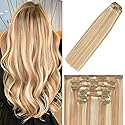 WindTouch Clip in Hair Extensions Remy Hair Reddish Brown to Blonde 20Inch 75g Soft Human Extensions Clip Ins 9A Grade #12P613 7PCS