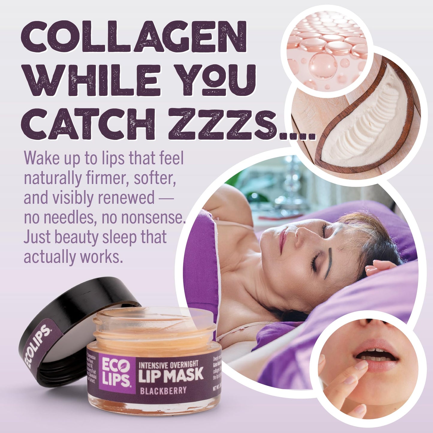 Eco Lips Blackberry Intensive Overnight Lip Mask 2-pack (0.39 oz.)- Repair & Restore Dry, Cracked, Chapped Lips Overnight - 100% USDA Organic Lip Care