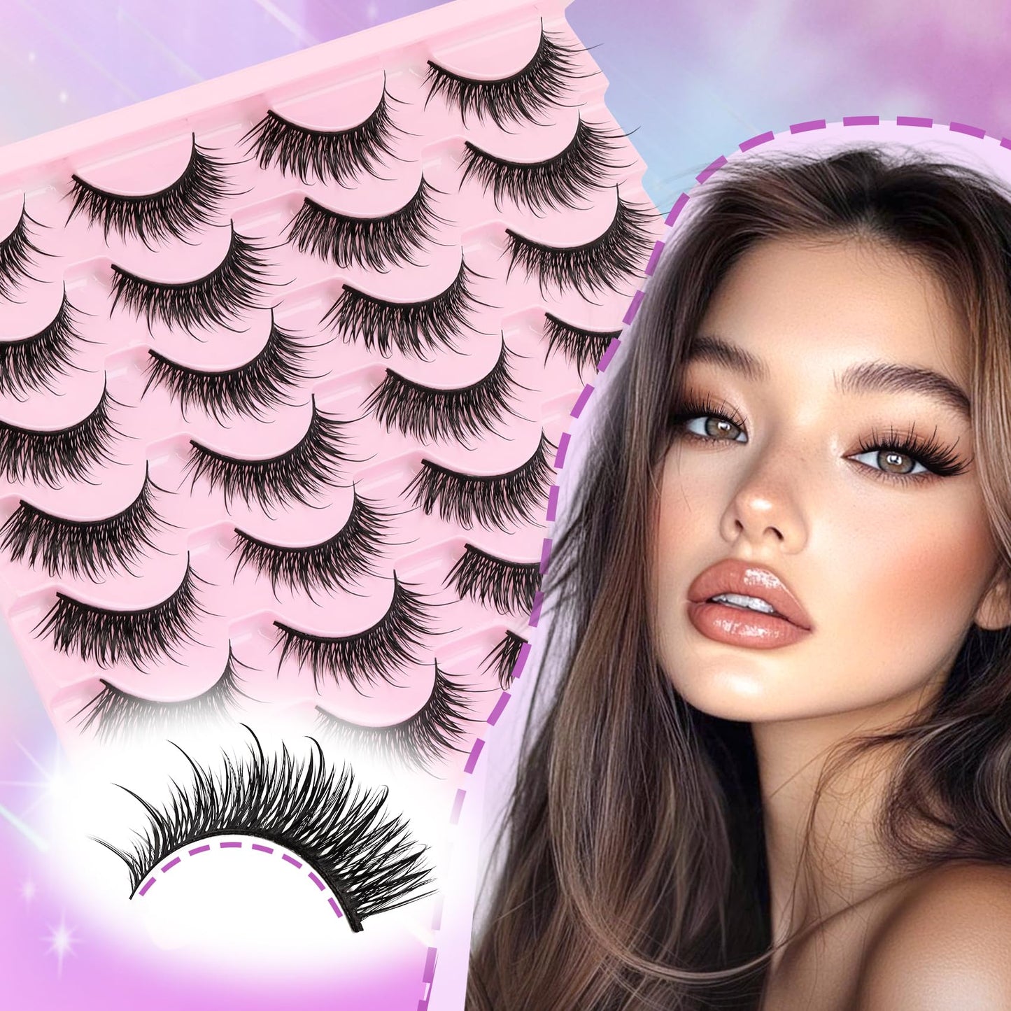 Losha Lashes Wispy Volume Manga Lashes Spiky False Lashes 14 Pairs (Vivid) Beauty and Personal Care Losha