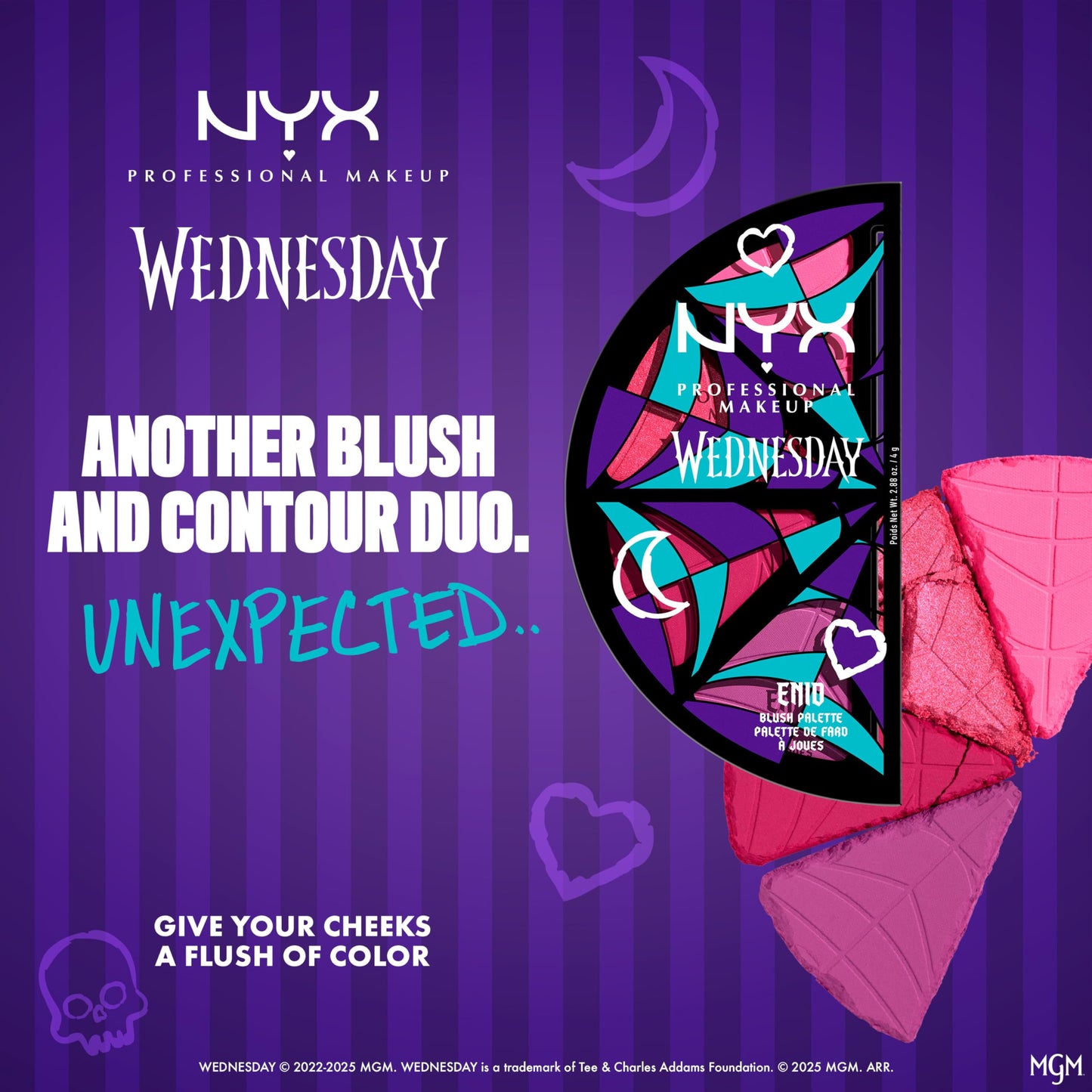 NYX PROFESSIONAL MAKEUP Wednesday Stained Glass Blush Palette, Makeup Palette with 4 Versatile, Intensely Pigmented Blush Shades