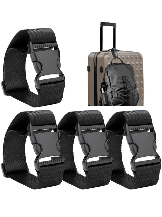 Frienda 4 Pcs Add-a-Bag Luggage Straps – Adjustable Suitcase Attachment Belt Connectors for Travel Bags & Carry-On Luggage