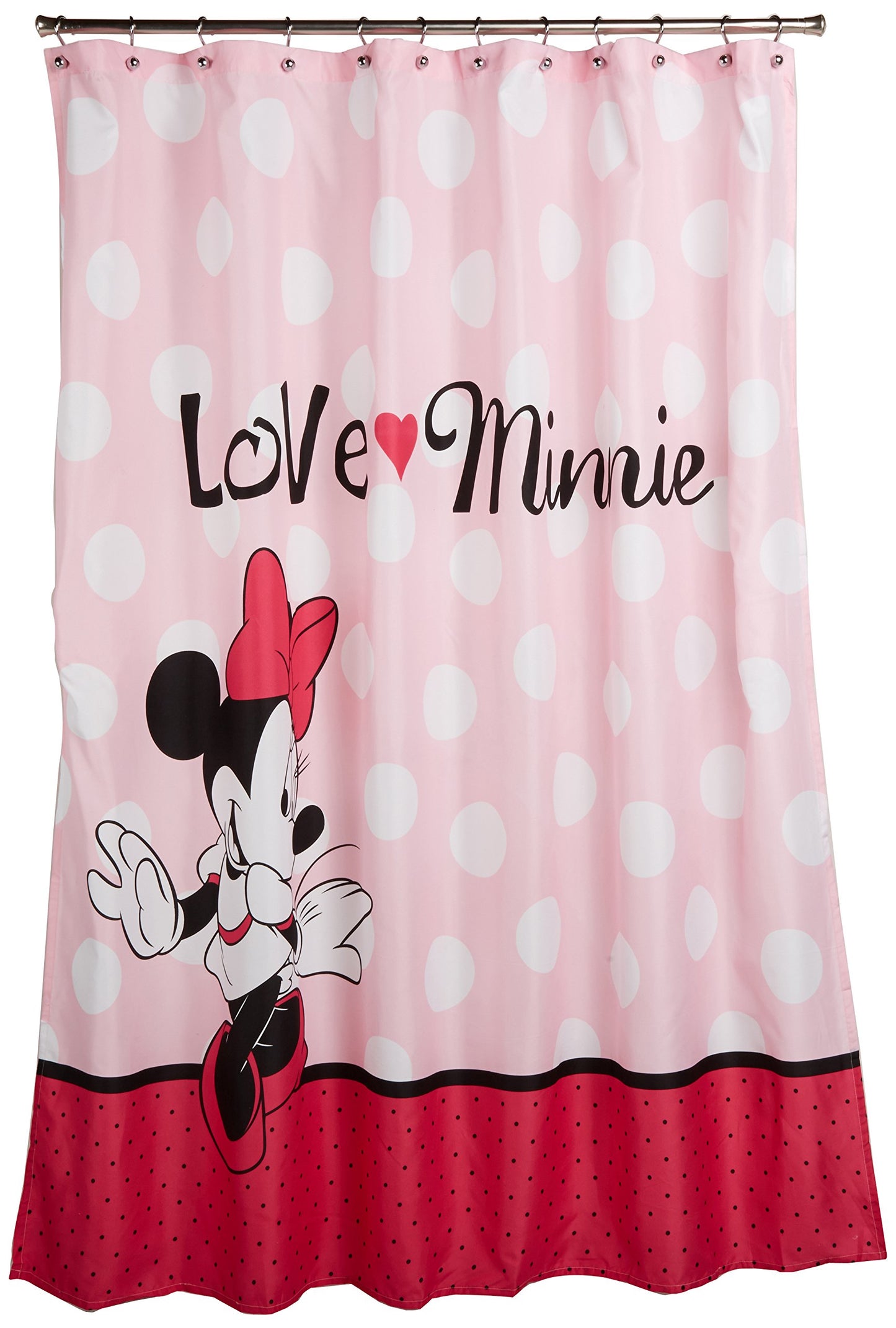 Disney Minnie Mouse Fabric Shower Curtain Pink w/ Dots