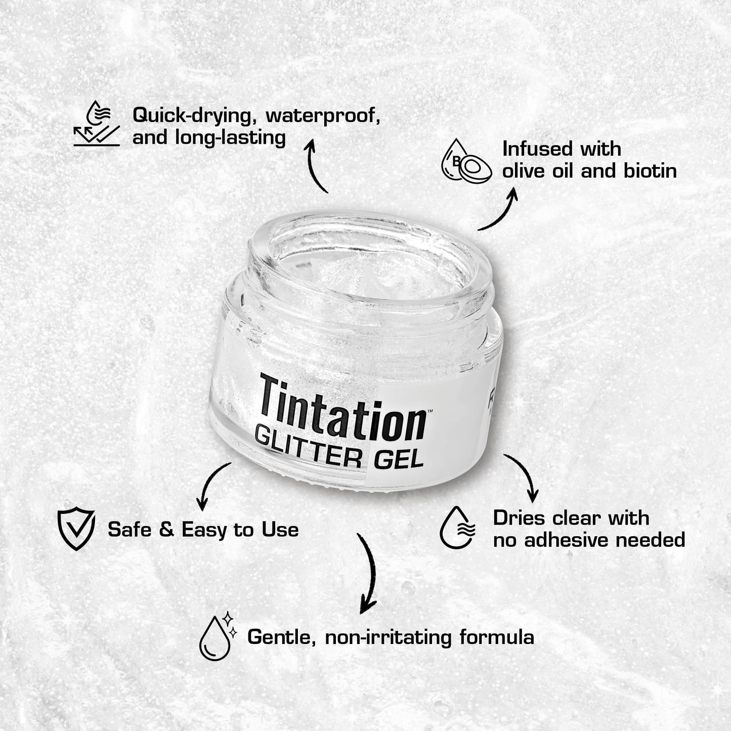 Red By Kiss Tintation Glitter Body and Hair Gel - Long Lasting Sparkle, Quick Drying, Waterproof for Events, Parties, Festival Rave, Prom