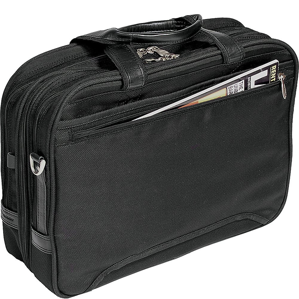McKlein R Series, Pearson, 17" Nylon Expandable Double Compartment Laptop Briefcase, Black (74565)