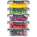 Zulay Kitchen 5 Pack Glass Meal Prep Containers with Lids - Airtight, Premium Borosilicate Glass Food Storage Containers - Microwave, Freezer & Oven…
