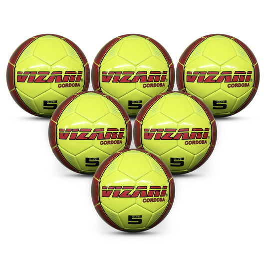 Vizari Cordoba Soccer Balls for Youth, Adult, Kids - Sizes 3, 4, 5 - Red, Orange, Blue, Pink & Yellow (Pack of 1, 6, 12)